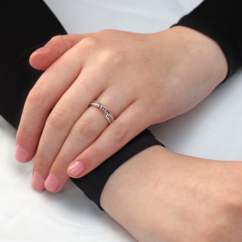 Bague Kabbale en Argent et Pierres Rubis pour Femme pour Matchmaking