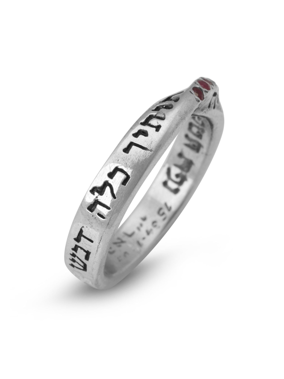 טבעת קבלה של כסף ואבני רובי לנשים לשידוכים