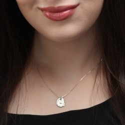 Women's Sterling Silver Double Hamsa Necklace - Blessings / Evil Eye