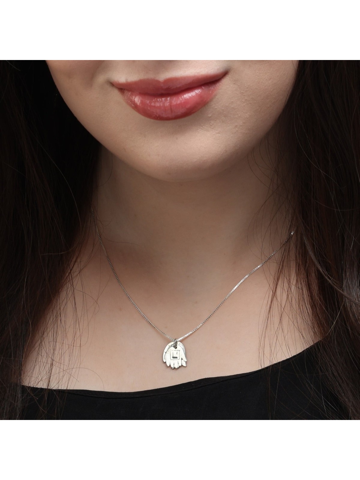 Women's Sterling Silver Double Hamsa Necklace - Blessings / Evil Eye
