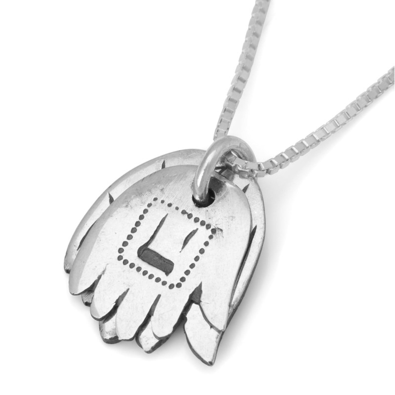 Women's Sterling Silver Double Hamsa Necklace - Blessings / Evil Eye