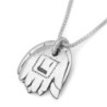 Women's Sterling Silver Double Hamsa Necklace - Blessings / Evil Eye