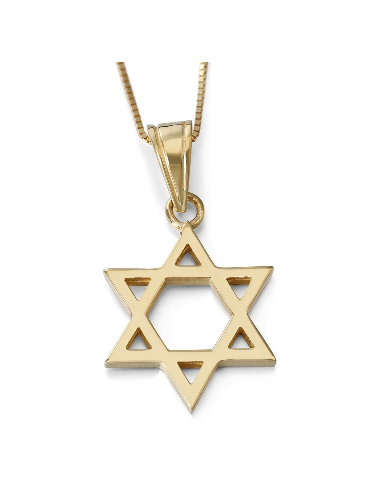 Collier pendentif étoile de David coupe épaisse classique en or 14 carats (choix de C