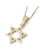 14K Gold Classic Thick Cut Star of David Pendant Necklace (Choice of C
