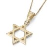 14K Gold Classic Thick Cut Star of David Pendant Necklace (Choice of C