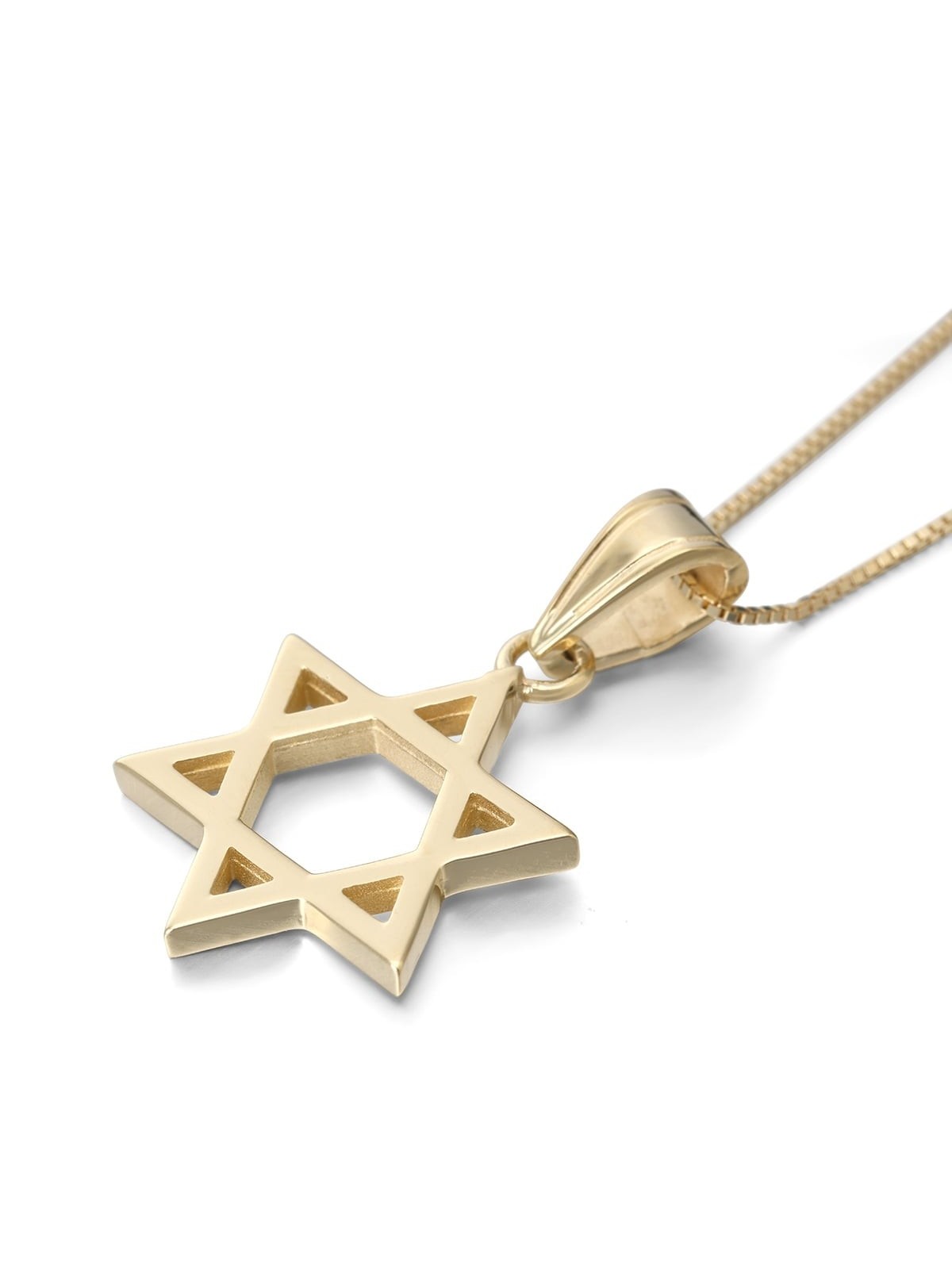 14K Gold Classic Thick Cut Star of David Pendant Necklace (Choice of C