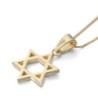 14K Gold Classic Thick Cut Star of David Pendant Necklace (Choice of C