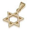 14K Gold Classic Thick Cut Star of David Pendant Necklace (Choice of C