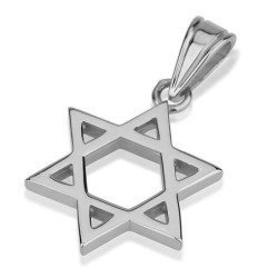 14K Gold Classic Thick Cut Star of David Pendant Necklace (Choice of C