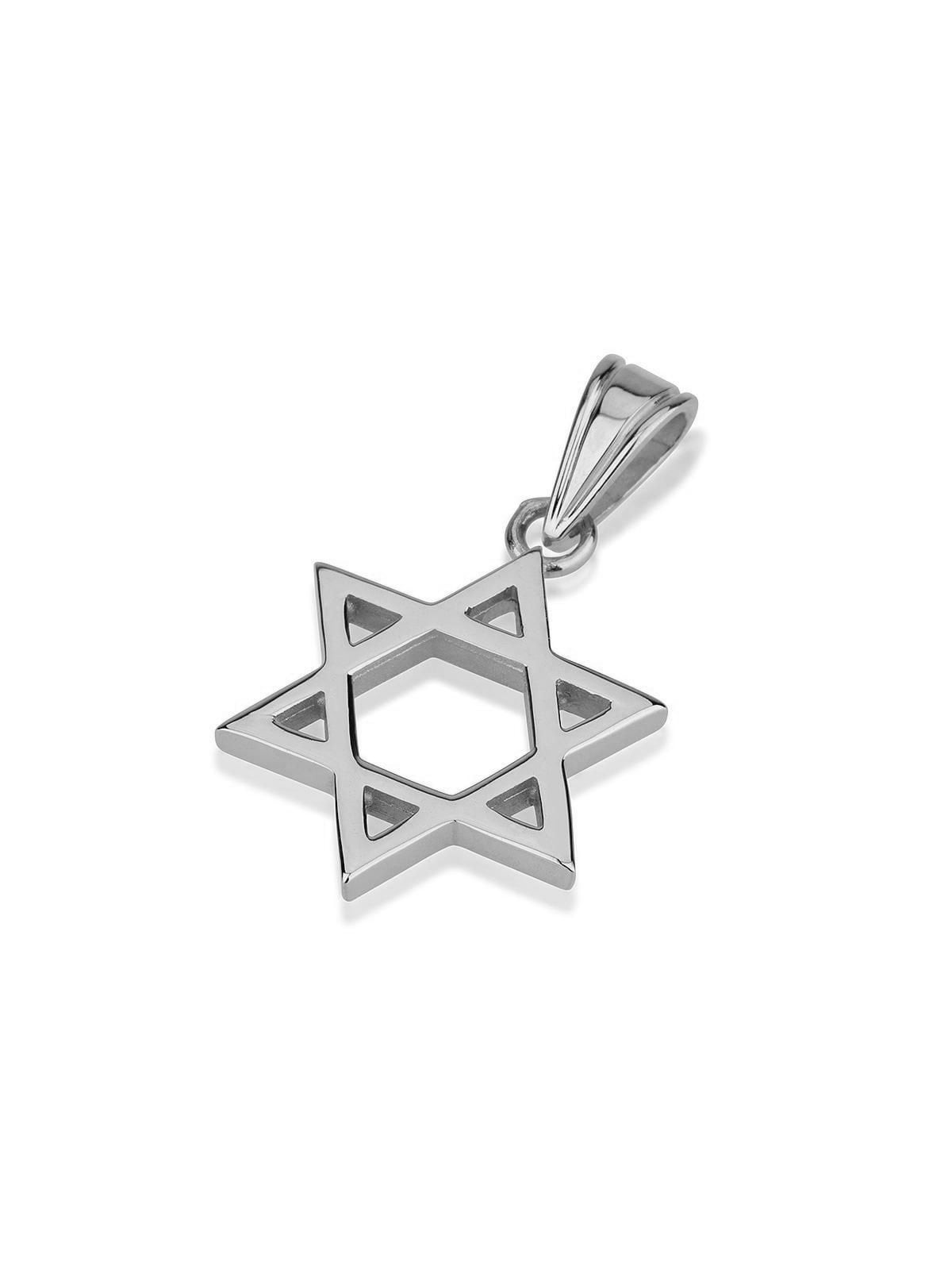 14K Gold Classic Thick Cut Star of David Pendant Necklace (Choice of C
