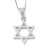 14K Gold Classic Thick Cut Star of David Pendant Necklace (Choice of C