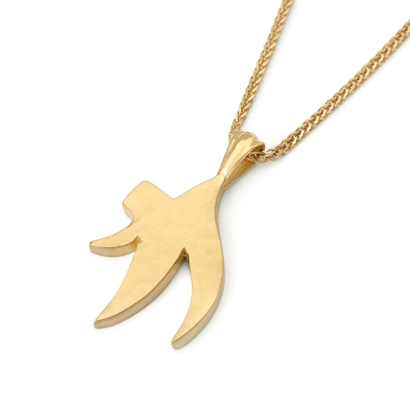 14K Gold Curvy Chai Pendant with Rough Finish - Color Option