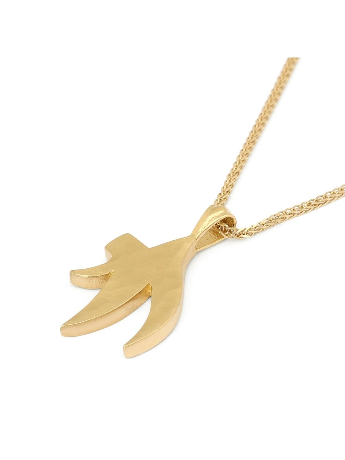 Pendentif Chai courbé en or 14 carats avec finition rugueuse - Option couleur