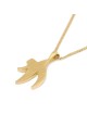 14K Gold Curvy Chai Pendant with Rough Finish - Color Option