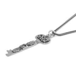 Wealth: Silver Kabbalah Key Necklace with Star of David & Hamsa