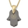 14K Gold and Onyx Hamsa Kabbalah Pendant with 72 Names