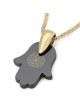 Pendentif Hamsa Kabbale en or 14 carats et onyx avec 72 noms