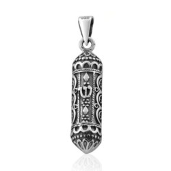Filigree: Round Sterling Silver Mezuzah Necklace