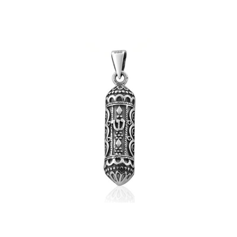 Filigree: Round Sterling Silver Mezuzah Necklace