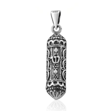Filigree: Round Sterling Silver Mezuzah Necklace
