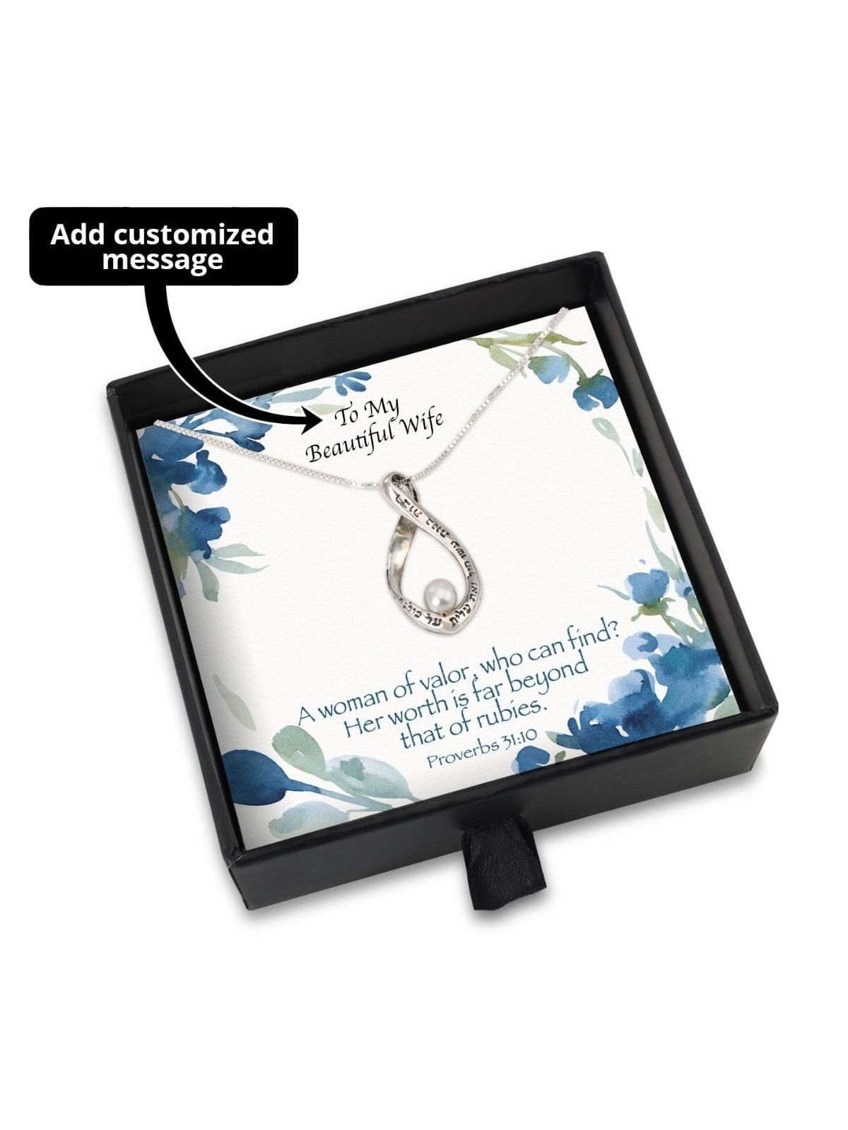 Coffret cadeau Woman of Valor avec collier de perles - Ajoutez un message personnalisé