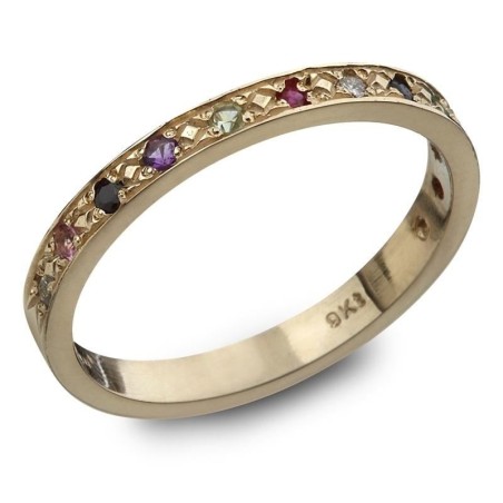 9K Gold Modern Hoshen / 12 Tribes of Israel Ring