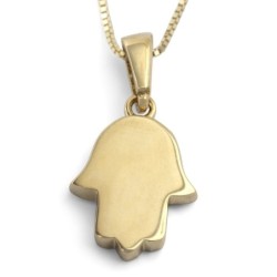 14K Gold Hamsa Pendant Necklace - Yellow or White Gold