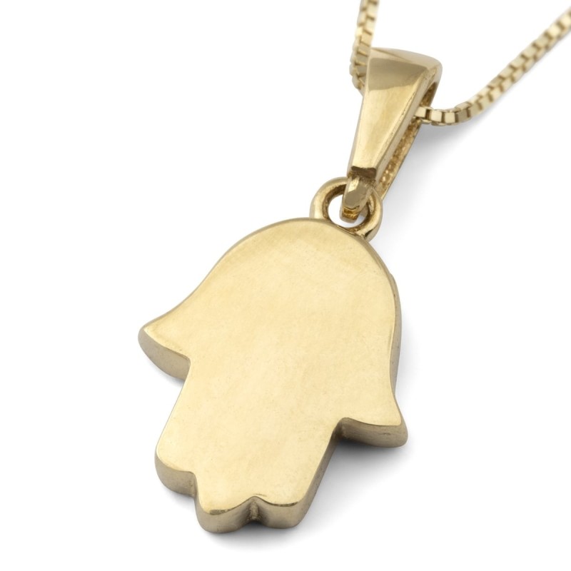 Collier pendentif Hamsa en or 14 carats - Or jaune ou blanc
