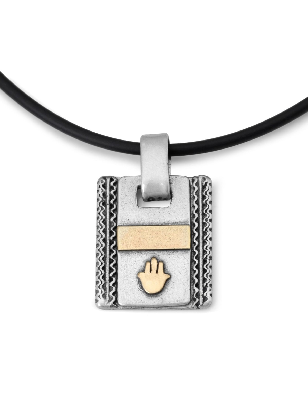 Ana Bekoach: Silver Kabbalah Men's Dogtag Pendant with Hamsa - Blessin