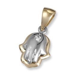 14K Gold Hamsa Pendant Necklace with Diamond