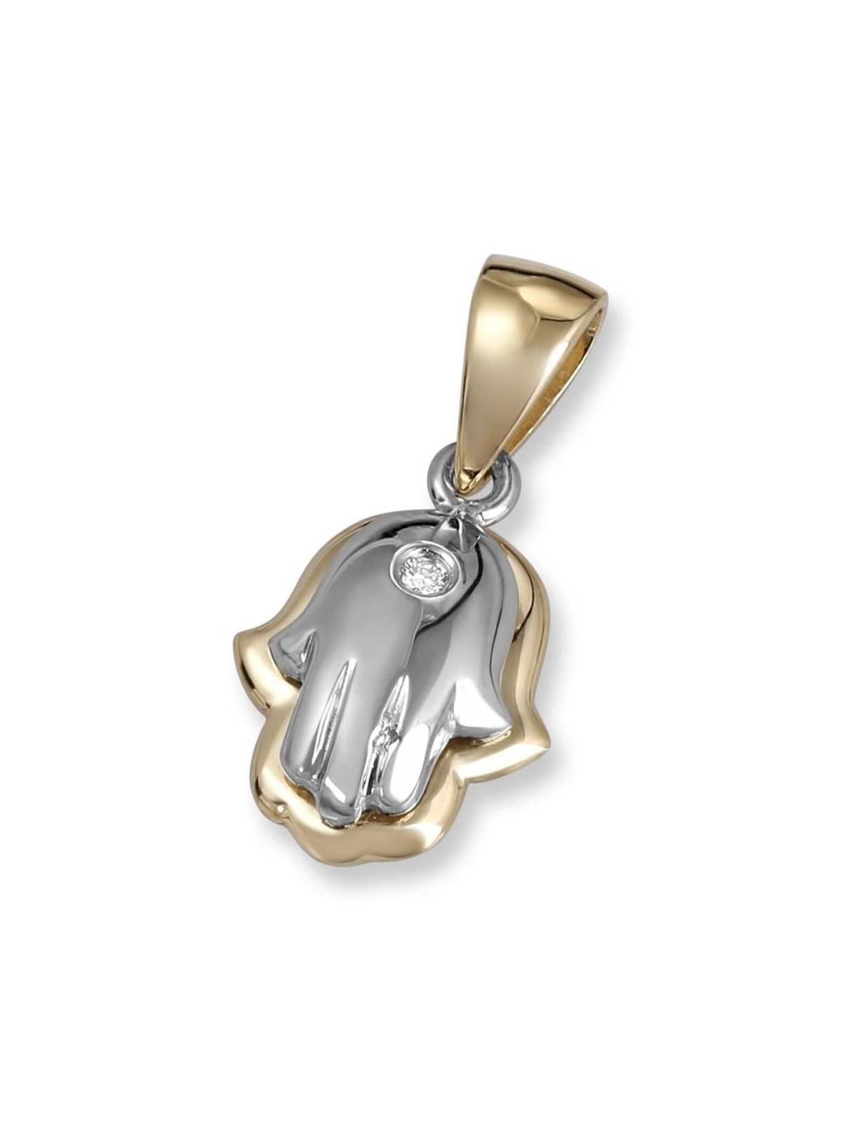 14K Gold Hamsa Pendant Necklace with Diamond
