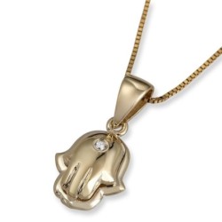 14K Gold Hamsa Pendant Necklace with Diamond