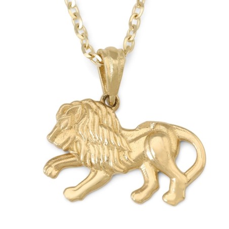 Collier pendentif Lion de Juda en or 14 carats - Or jaune ou blanc