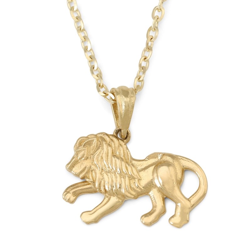 Collier pendentif Lion de Juda en or 14 carats - Or jaune ou blanc