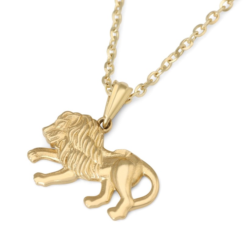 Collier pendentif Lion de Juda en or 14 carats - Or jaune ou blanc