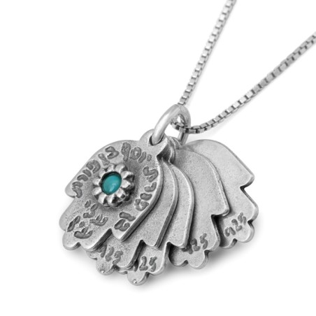 5 Hamsas : Collier multiple avec inscriptions bibliques