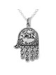 Evil Eye: Ornate Kabbalistic Hamsa Necklace with Many Inscriptions
