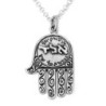 Evil Eye: Ornate Kabbalistic Hamsa Necklace with Many Inscriptions