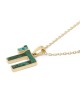 14K Gold Chai Pendant Necklace with Green Eilat Stone