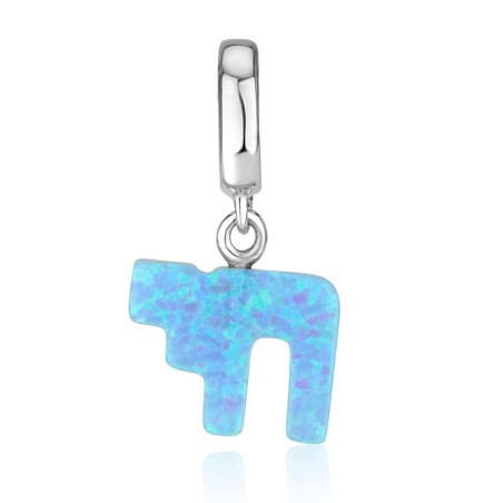 Marina Jewelry Pendentif Chai en opale bleue