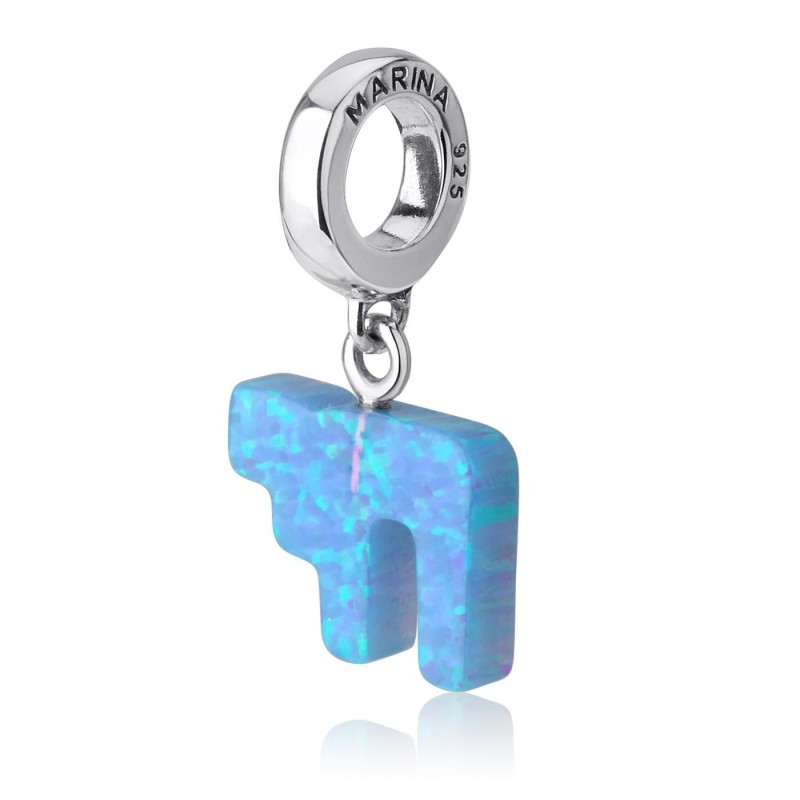Marina Jewelry Blue Opal Chai Pendant Charm
