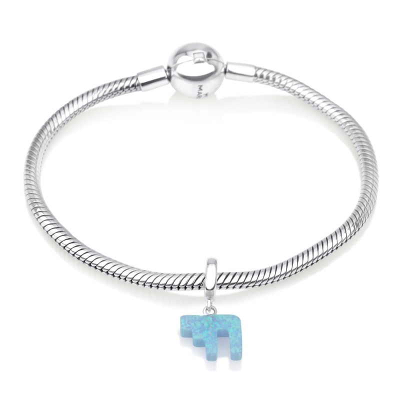 Marina Jewelry Pendentif Chai en opale bleue