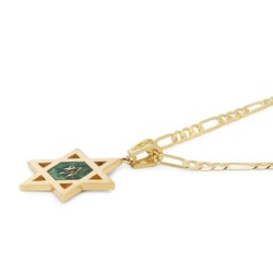 Large 14K Gold Men's Star of David Pendant with Engraved Chai on Eilat