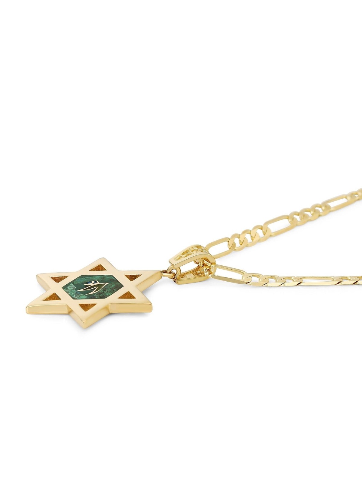 Large 14K Gold Men's Star of David Pendant with Engraved Chai on Eilat
