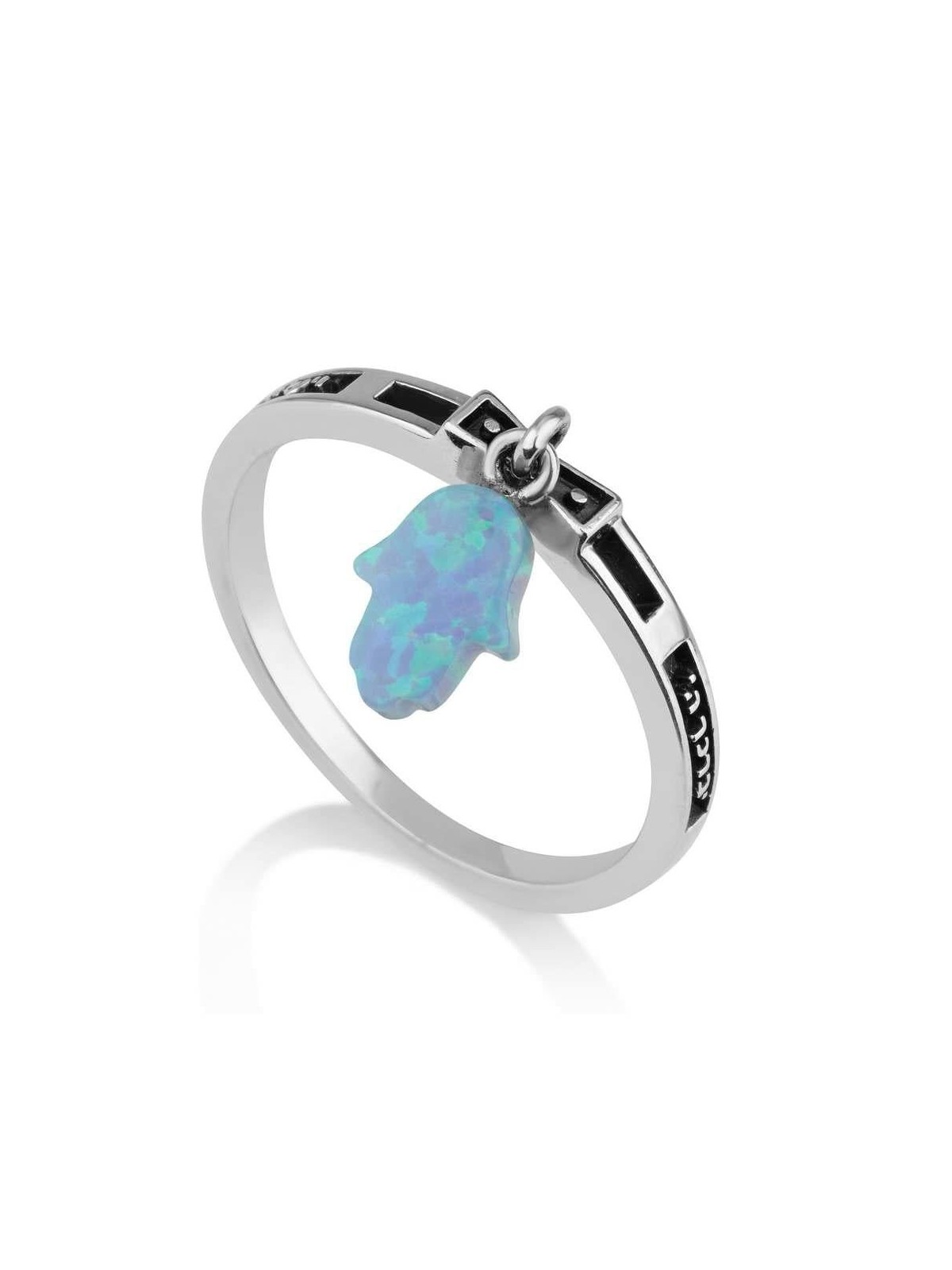 Marina Jewelry Bague de bénédiction sacerdotale en argent avec opale Hamsa - Chiffres