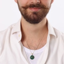 14K Gold and Eilat Stone Circular Chai Pendant