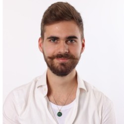 14K Gold and Eilat Stone Circular Chai Pendant