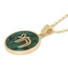 14K Gold and Eilat Stone Circular Chai Pendant