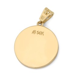 14K Gold and Eilat Stone Circular Chai Pendant