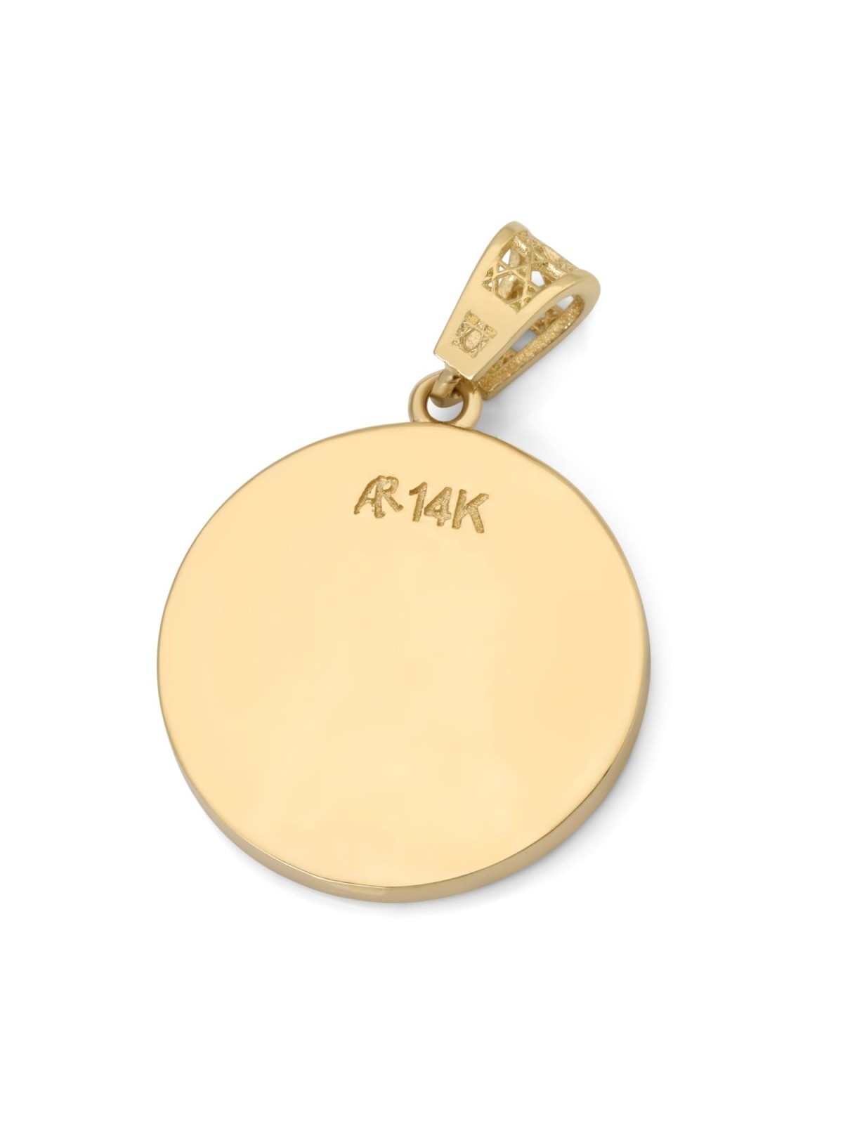 14K Gold and Eilat Stone Circular Chai Pendant
